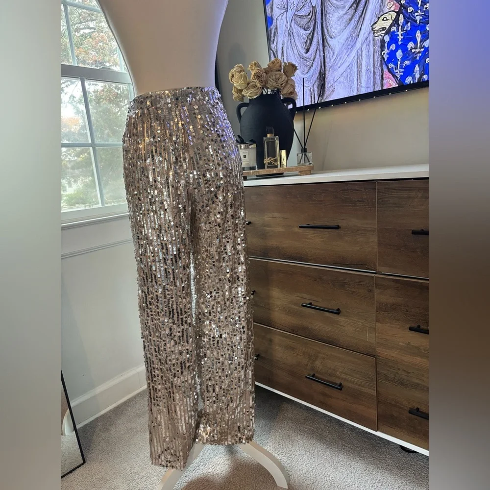 Cream Sequin Pants - Picture 4 of 6